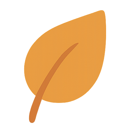 Ein orangefarbenes Blatt mit klaren Konturen auf weißem Hintergrund.
